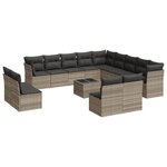vidaXL Salon de jardin avec coussins 14 Pièces gris clair résine tressée