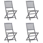 vidaXL Chaises pliables d'extérieur lot de 4 et coussins Bois d'acacia