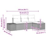 vidaXL Ensemble de Canapés de Jardin de 4 Pièces avec Coussins Gris en Rattan Poly