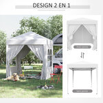Tonnelle de jardin tente pliante barnum pop-up 2 x 2 m 4 parois latérales amovibles 2 fenêtres sac de transport pour camping  festival  plage  jardin  blanc