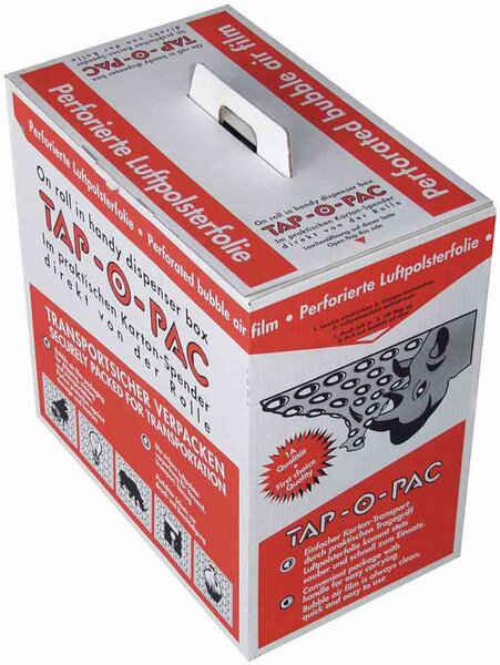 Film à bulles d'air -0-pac, en carton distributeur tap