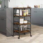 vidaXL Chariot de cuisine chêne fumé 45x35x89 5 cm bois d'ingénierie