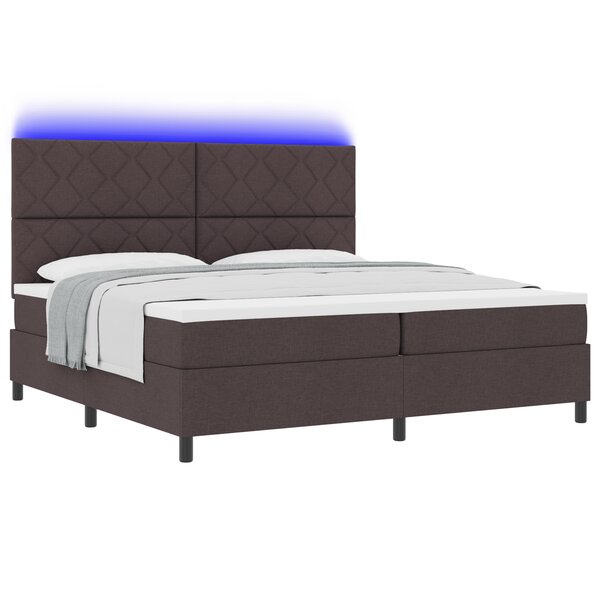 vidaXL Lit à Sommier avec Matelas & LED Marron 200x200 cm Tissu