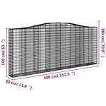 vidaXL Paniers à gabions arqués 2 Pièces 400x30x160/180 cm Fer galvanisé