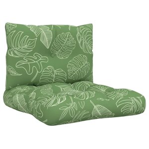 vidaXL Coussins de palette lot de 2 motif de feuilles tissu Oxford