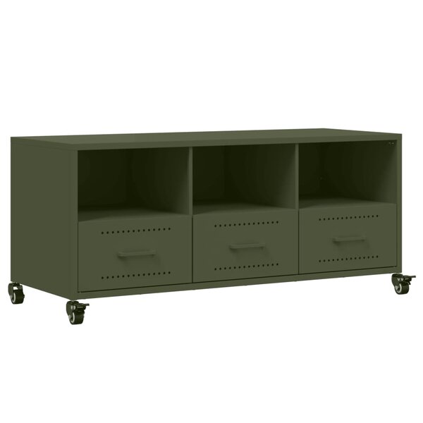 vidaXL Meuble TV vert olive 100 5x39x43 5 cm acier laminé à froid