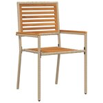 Ensemble de salle à manger jardin 3 pièces en poly rotin beige et acacia vidaXL