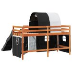 vidaXL Lit mezzanine enfants et tunnel blanc/noir 80x200cm pin massif
