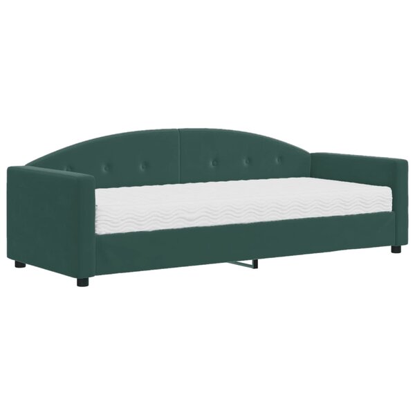 vidaXL Lit de jour avec matelas vert foncé 80x200 cm velours