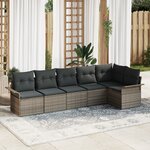 vidaXL Ensemble de canapé de jardin 6 pièces avec coussins gris en poly rotin