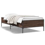 vidaXL Cadre de lit chêne marron 90x200 cm bois d'ingénierie et métal
