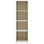 vidaXL Bibliothèque à 4 niveaux Blanc et chêne sonoma Bois ingénierie