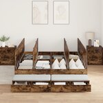 vidaXL Cadre de lit de rangement Chêne fumé 160x200 cm