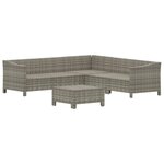 vidaXL Salon de jardin 6 Pièces avec coussins Gris Résine tressée