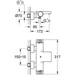 GROHE Mitigeur mural thermostatique bain/douche ½ Grohtherm 2000 34174001 - Jet cascade - Limiteur de température - Economie d'eau -