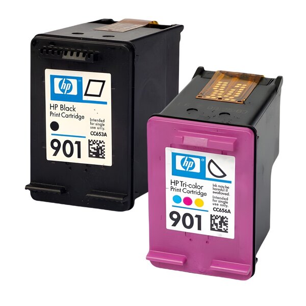 Pack de 2 cartouches d'encre authentiques HP 901 Noir et couleurs - programme SECOND