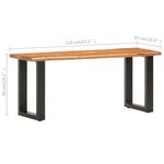 vidaXL Banc au bord naturel du bois 110 cm Bois d'acacia solide acier