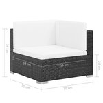 vidaXL Salon de jardin 7 Pièces avec coussins Résine tressée Noir