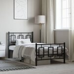 vidaXL Cadre de lit métal sans matelas avec pied de lit noir 100x190cm