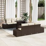 vidaXL Ensemble de canapé de jardin 7 pièces avec coussins Marron en poly rattan