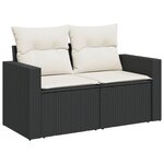 vidaXL Salon de jardin 5 Pièces avec coussins noir résine tressée