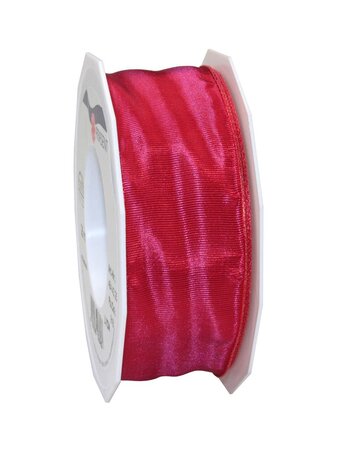 Ruban de soie acetat laitonné lyon 25-m-rouleau 40 mm framboise