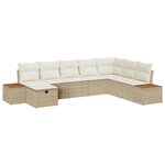 Ensemble de canapé de jardin de 8 pièces avec coussins en beige poly rotin