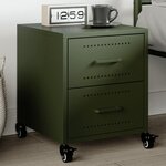 vidaXL Table de chevet vert olive 36x39x43 5 cm acier