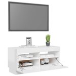 vidaXL Meuble TV avec lumières LED blanc brillant 80x35x40 cm