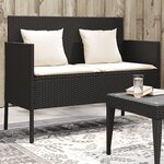 vidaXL Banc de jardin avec coussins noir résine tressée