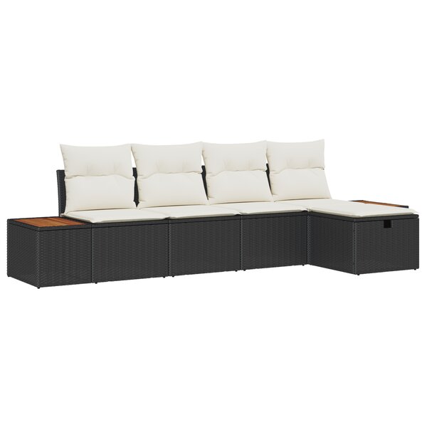vidaXL Ensemble de Canapés de Jardin 5 pièces avec Coussins Noir Poly Rotin