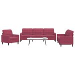 vidaXL Ensemble de canapés 3 Pièces avec coussins Rouge bordeaux Velours