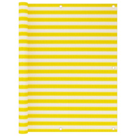 vidaXL Écran de balcon Jaune et blanc 120x600 cm PEHD