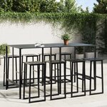 vidaXL Ensemble de bar de jardin 9 Pièces noir acier enduit de poudre