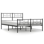 vidaXL Cadre de lit métal avec tête de lit/pied de lit noir 120x190 cm