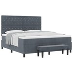 vidaXL Lit Box Spring avec Matelas & Banc Gris Foncé 180x200 cm Velours
