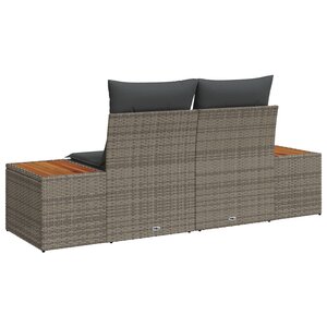 Canapé de jardin 2 places vidaXL avec rangement et coussins gris en poly rattan