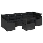 vidaXL Ensemble de Canapés de Jardin de 8 Pièces avec Coussins Noir Poly Rattan