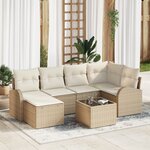 vidaXL Ensemble de Canapés de Jardin 7 Pièces avec Coussins Marron en Poly Rotin