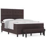 vidaXL Lit avec Sommier et Matelas & Banc Marron Foncé 140x200 cm Tissu