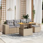 vidaXL Salon de jardin avec coussins 6 Pièces beige résine tressée