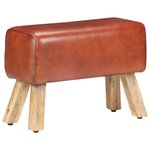vidaXL Banc saut de cheval 58 cm marron cuir véritable et manguier