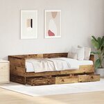 vidaXL Lit d'appoint rustique Bois ancien Bois d'ingénierie 90 x 200 cm