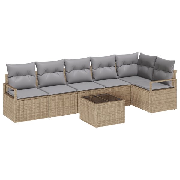 vidaXL Ensemble de canapé de jardin 7 pièces avec coussins en rotin noir