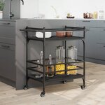vidaXL Chariot de cuisine noir 82x40x78 5 cm bois d'ingénierie