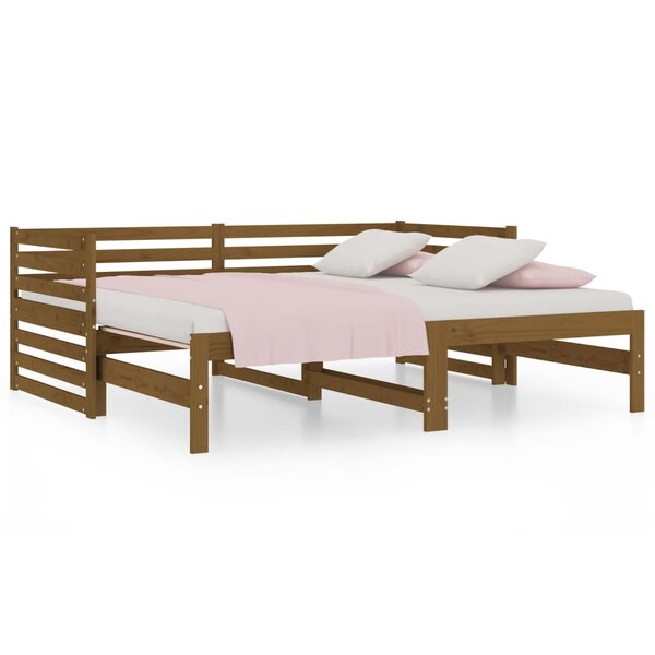 vidaXL Lit coulissant sans matelas marron miel 2x(90x190) cm