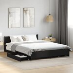 vidaXL Cadre de lit avec tiroirs sans matelas noir 150x200 cm