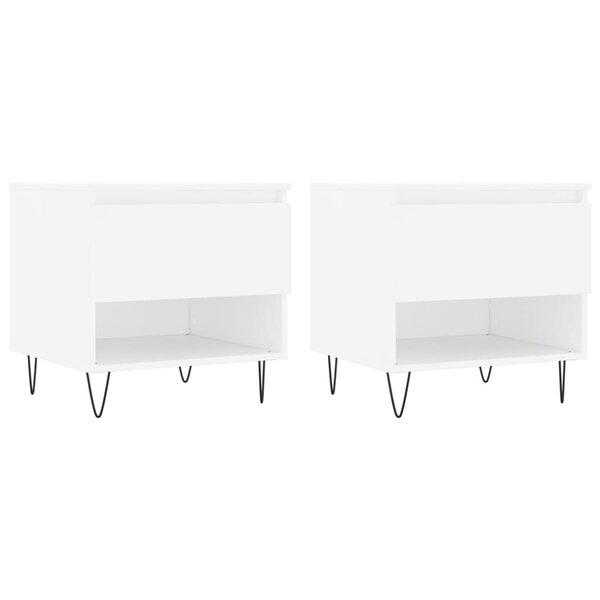 vidaXL Tables basses 2 Pièces blanc 50x46x50 cm bois d'ingénierie