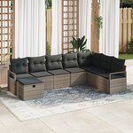 Ensemble de Canapé de Jardin 8 Pièces avec Coussins Gris Rotin Synthétique