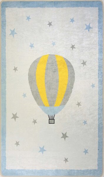 Tapis enfant MONGOLFIERE 80 x 150 cm - Bleu